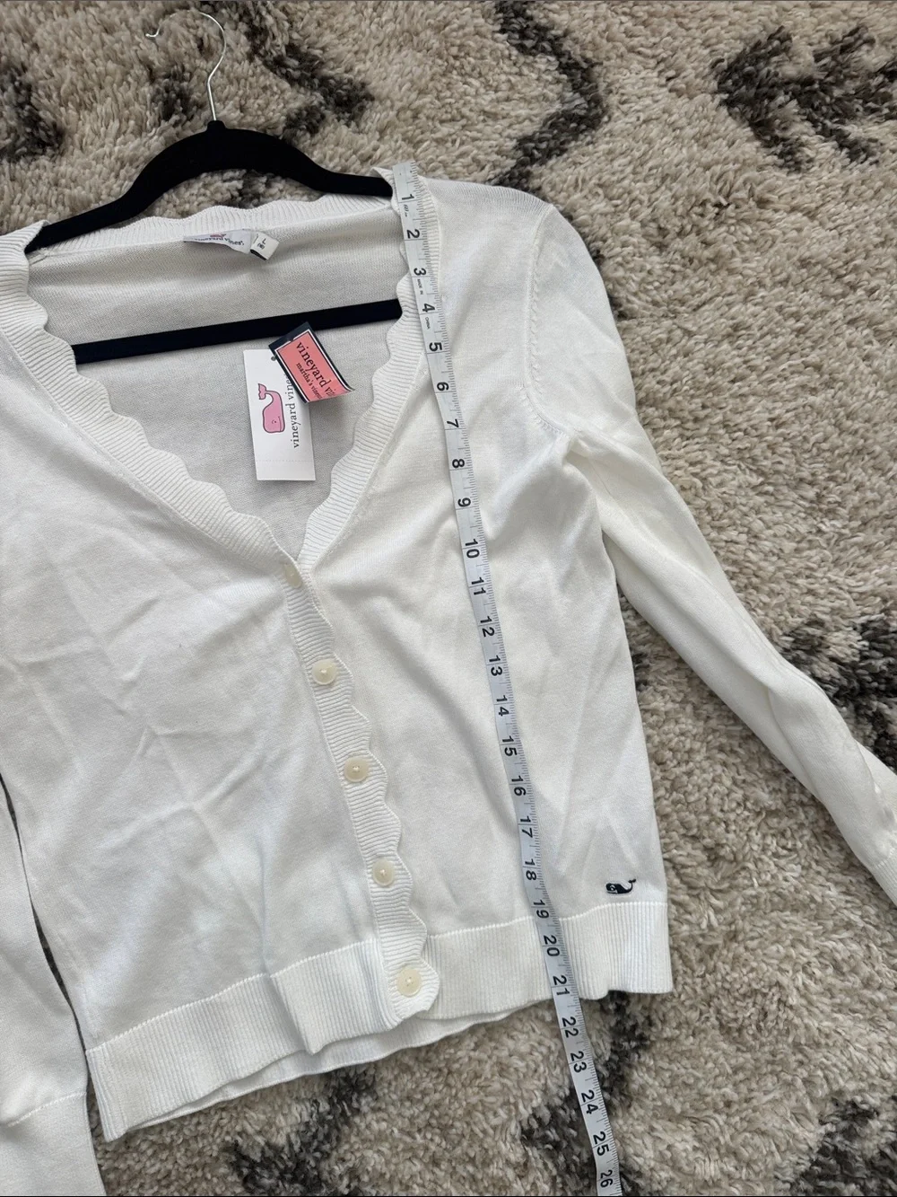 🆕 NWT VINEYARD VINES SCALLOP V-Neck Button Cardigan WHITE GIRLS XL /L SZ 16